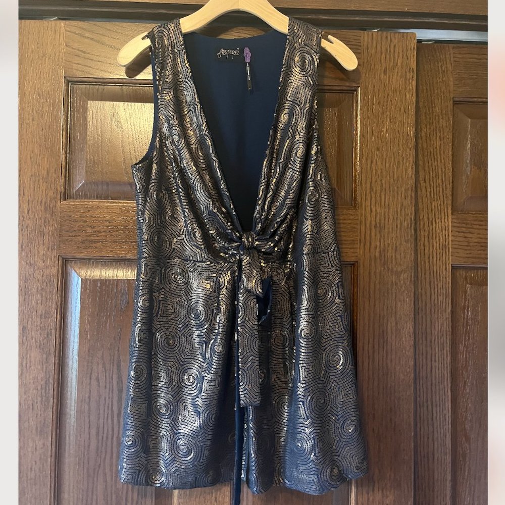 NWT Free People mini sequin dress deep front size 6